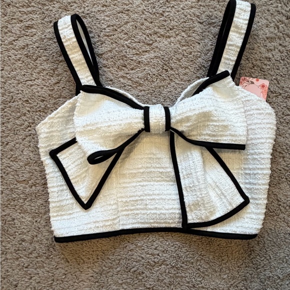 Tops - SHEIN White Bow Top